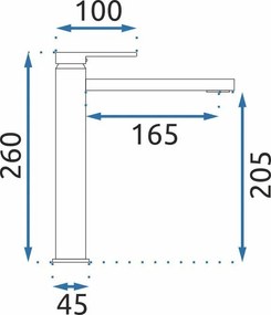 Rea Verso, vysoká umývadlová batéria h-260, zlatá matná, REA-B6564