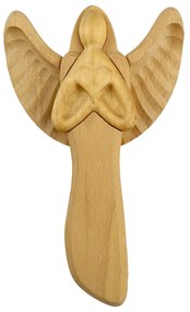 AMADEA Drevený anjel so srdcom, masívne drevo, 22x15x2 cm