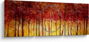 Obraz - Maľba listnatého lesa (s hodinami) (90x30 cm)