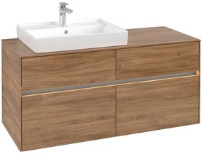 VILLEROY &amp; BOCH Collaro závesná skrinka pod umývadlo na dosku (umývadlo vľavo), 4 zásuvky, s LED osvetlením, 1200 x 500 x 548 mm, Oak Kansas, C082B0RH