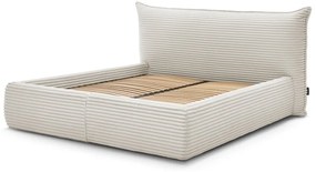 Béžová čalúnená dvojlôžková posteľ s úložným priestorom s roštom 180x200 cm Jade – Bobochic Paris