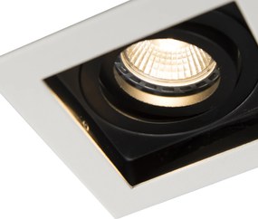 Sada 6 moderných zapustených bodových svetiel biela s čiernou nastaviteľnou - Carree