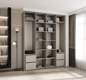 Šatníková skriňa 200 cm Carmela 40-4 (kašmír + čierna). Akcia -20%. Vlastná spoľahlivá doprava až k Vám domov. 1126675