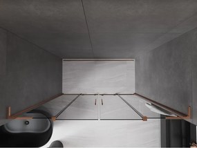 Mexen Velar L Duo, posuvné sprchové dvere do otvoru 200 cm, 8mm šedé sklo, ružové zlato, 871-200-003-42-60