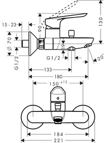 Hansgrohe + Alpi HG Logis E - Vaňový set, chróm