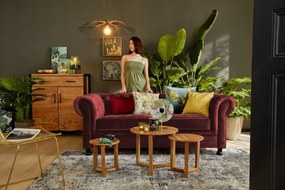 Pohovka Chesterfield, červená látka