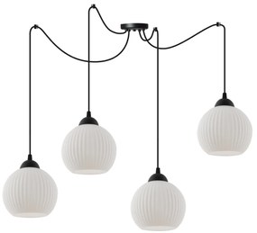 Závesné svietidlo Riffle Round Spider, 4x biele sklenené tienidlo, b