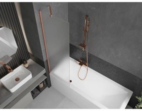 Mexen Next, 1-krídlová vaňová zástena 60 x 150 cm, 6mm sklo námraza, medená matná, 895-060-000-00-30-65