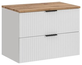 Závesná skrinka Casad s doskou 80 cm biela/dub wotan