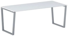 Kancelársky stôl PRIMO IMPRESS, 200x90 cm, sivostrieborná podnož, biela