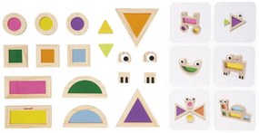 Drevená senzorická hra – bloky a predlohy – 12 ks