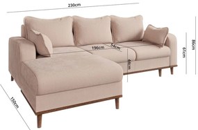 Béžová menčestrová rohová pohovka (ľavý roh) Beata – Ropez