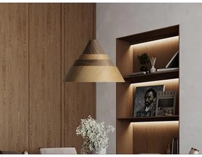 Drevený luster na lanku 1xE27/60W/230V pr. 33 cm masív/dub/orech/kaučukovník