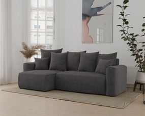 Rohová sedačka Denia (L) (sivočierna). Akcia -20%. Vlastná spoľahlivá doprava až k Vám domov. 1133123