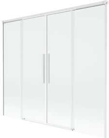 Mexen Rox, 2-krídlová posuvná vaňová zástena 180 x 150 cm, 8mm číre sklo, biely profil, 8C9-180-002-20-00