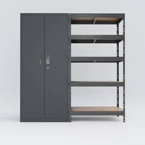 Régal RIVET PACK 180x90x45cm s plechovou skriňou 180x80x45cm