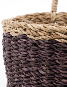 House Doctor Úložný kôš z morskej trávy Here Plum/ Natural – sada 2 ks