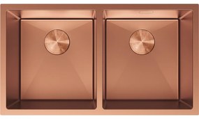 Mexen Binox, 2-komorový nerezový drez 800 x 450 mm, brúsená meď, 6421802000-65