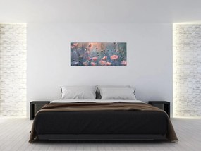 Obraz - Kvety v pastelových farbách (120x50 cm)