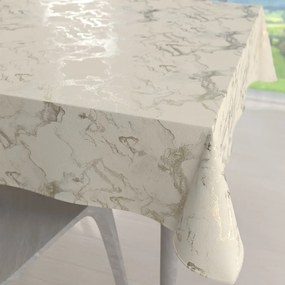 Biante Zamatový štvorcový obrus Isabela IBL-017 Zlatý/dymový mramor na smotanovom 140x140 cm