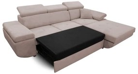 Rozkladacia pravá rohová sedacia súprava v tvare L CASTELO, béžová, s úložným priestorom