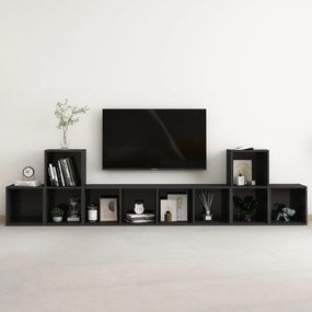 5-dielna súprava TV skriniek vysokolesklá čierna drevotrieska