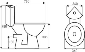 Novoterm Rohové WC kombi NV-Corner KR 61 ZO so zadným odpadom a SoftClose sedadlom