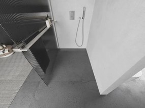 Mexen Kioto+ L, sprchová zástena Walk-In s poličkou a vešiakom 110 x 200 cm, 8mm sklo s rebrovým vzorom, brúsená oceľ profil, 800-110-123-97-09