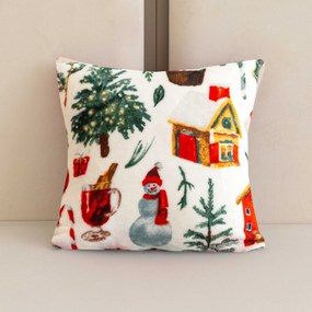 Mikroplyšová obliečka na vankúšik FESTIVE MAGIC 45x45 cm, biela