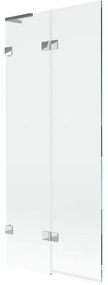 Mexen Lunar L, 2-krídlová vaňová zástena ľavá 80 x 150 cm, číre sklo, chrómová, 897L-080-100-01-00-L