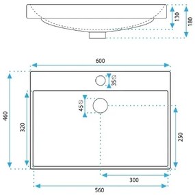 REA-U3326 - Zapustené umývadlo MANDY 46x60 cm keramika/lesklá biela