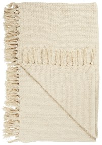 Ib Laursen Bavlnený prehoz Cream Waffle Pattern 130 × 160 cm