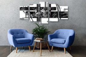 5-dielny obraz luxusná abstrakcia v čiernobielom prevedení - 200x100