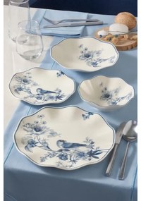 Jedálna súprava 24 ks biela/modrá/porcelán