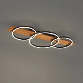 Dizajnové stropné svietidlo čierne okrúhle vrátane LED 3-krokové stmievateľné 3-svetlá - Nimue