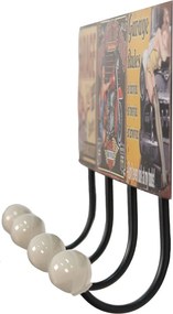 Nástenný kovový vešiak so 4-mi háčikmi Garage - 40*7*18 cm