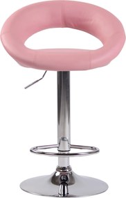 Barová stolička Olinda - koženka, chróm rám - ružová