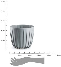 PLASTOVÝ KVETINÁČ STRIPPED 24X21 CM SIVÁ