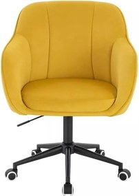 LuxuryForm DESIGN Stolička AVOLA VELUR na čiernej podstave s kolieskami - žltá