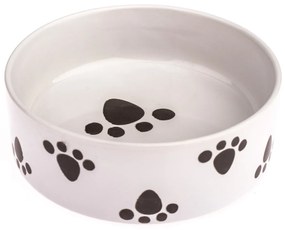 Keramická miska pre psa Labka biela, 15 x 5 cm