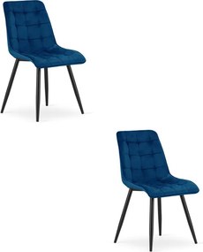 Set dvoch jedálenských stoličiek SPLIT zamatové tmavomodré / čierne nohy (2 ks)