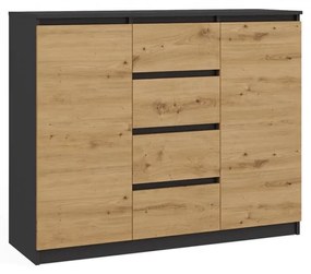 Komoda Musecalo 8 (antracit + dub artisan). Akcia -18%. Vlastná spoľahlivá doprava až k Vám domov. 1132846