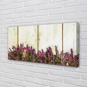 Obraz canvas Fialové kvety dosky 140x70 cm