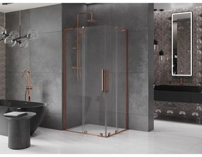 Mexen Velar L Duo, sprchový kút s posuvnými dverami 100 x 90 cm, 8mm číre sklo, ružové zlato, 871-100-090-02-03-60