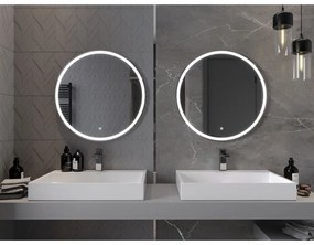 Mexen Gobi, LED okrúhle kúpeľňové zrkadlo s podsvietením 70 cm, 6000K, ochrana proti zahmlievaniu, 9801-070-070-611-00