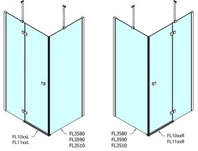 Polysan Polysan, FORTIS LINE obdĺžniková sprchová zástena 800x1000 mm, L varianta, FL1080LFL3510