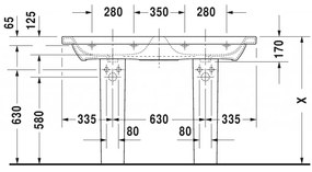 Duravit DuraStyle - Dvojumývadlo do nábytku 1300x480 mm, s prepadom, biela 2338130000