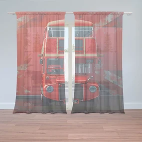 Sablio Záclony Červený poschodový autobus Vlajka: 2ks 150x250cm