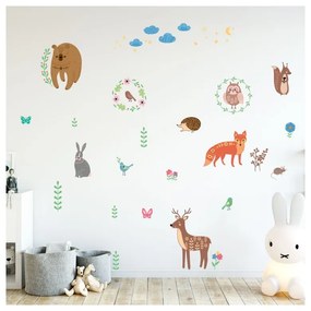 Súprava nástenných detských samolepiek Ambiance Scandinavian Animals of The Forest
