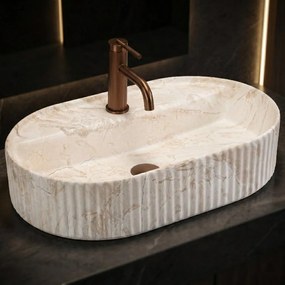 Rea Marcela Saturn, umývadlo na dosku 600×370×135 mm, béžová matná, REA-U3519